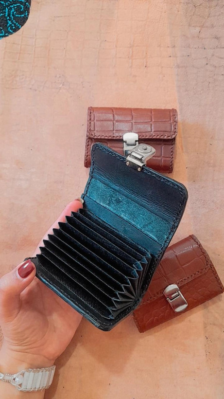 کیف و جاکارتی آکاردئونی چرم طبیعی