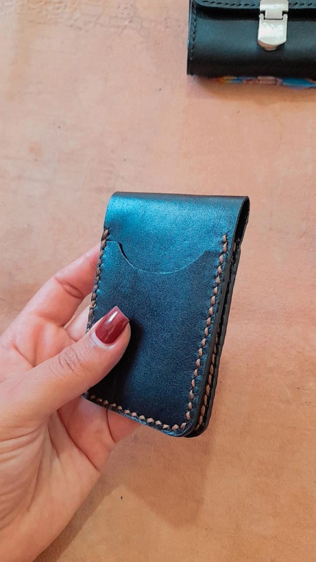 جاکارتی کوچک چرمی دستدوز مدل تاشو